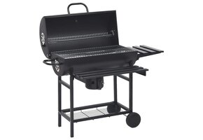 Barbecuevat met wielen & schappen - Staal Zwart - 35% Korting