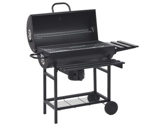 Barbecuevat met wielen & schappen - Staal Zwart - 35% Korting