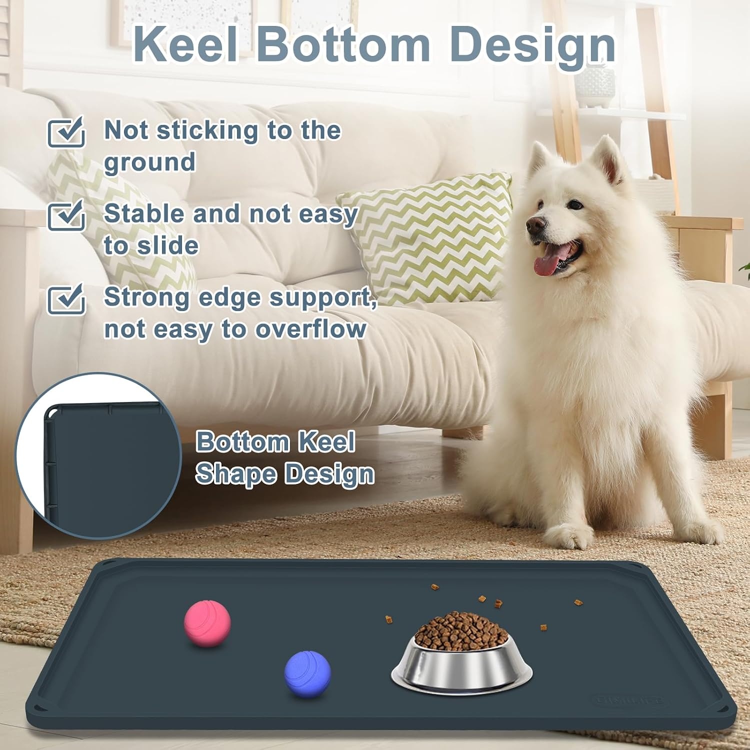 Antislip Siliconen Voerbakmat voor Hond & Kat - Staalblauw (58% korting)