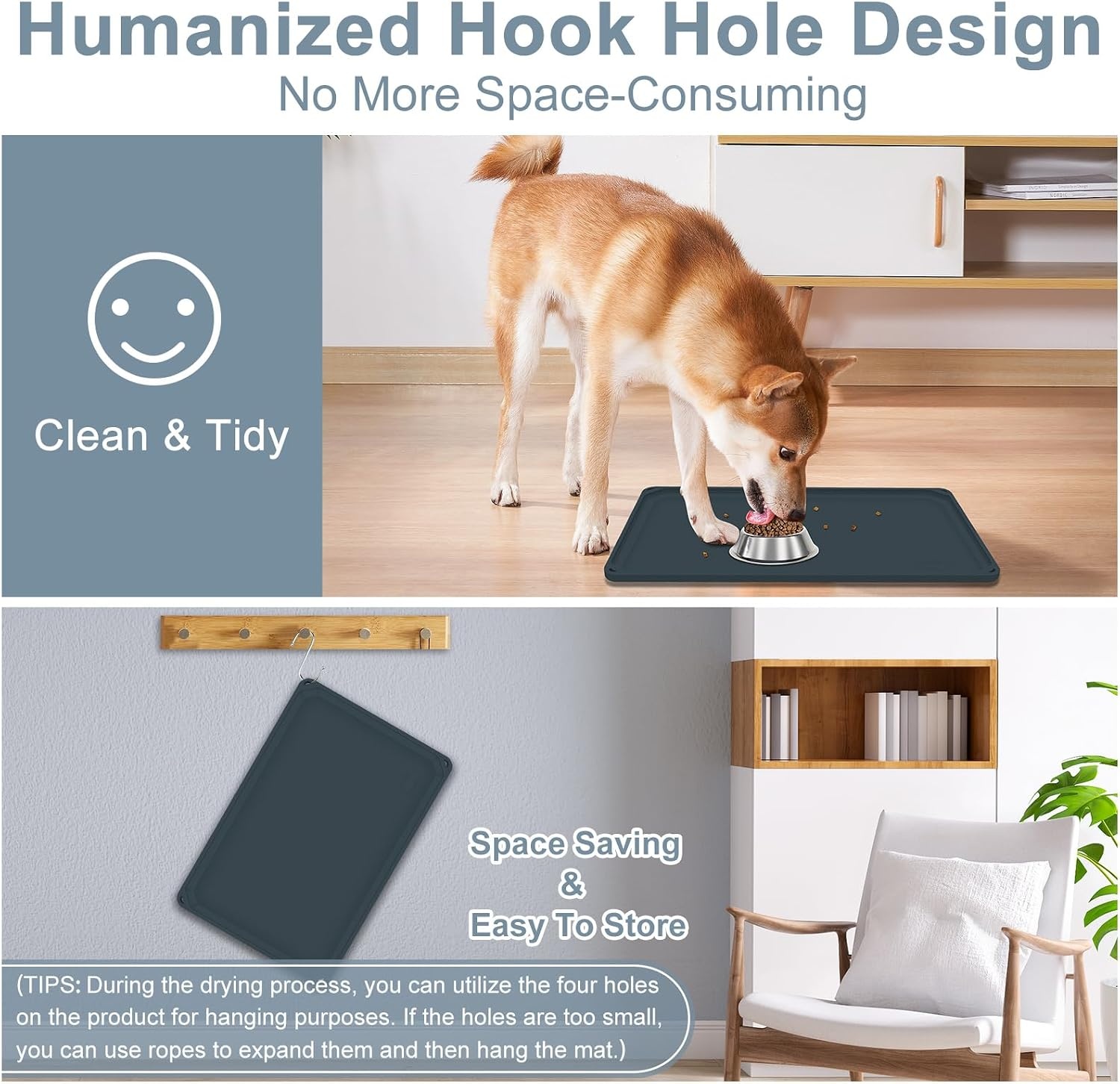 Antislip Siliconen Voerbakmat voor Hond & Kat - Staalblauw (58% korting)