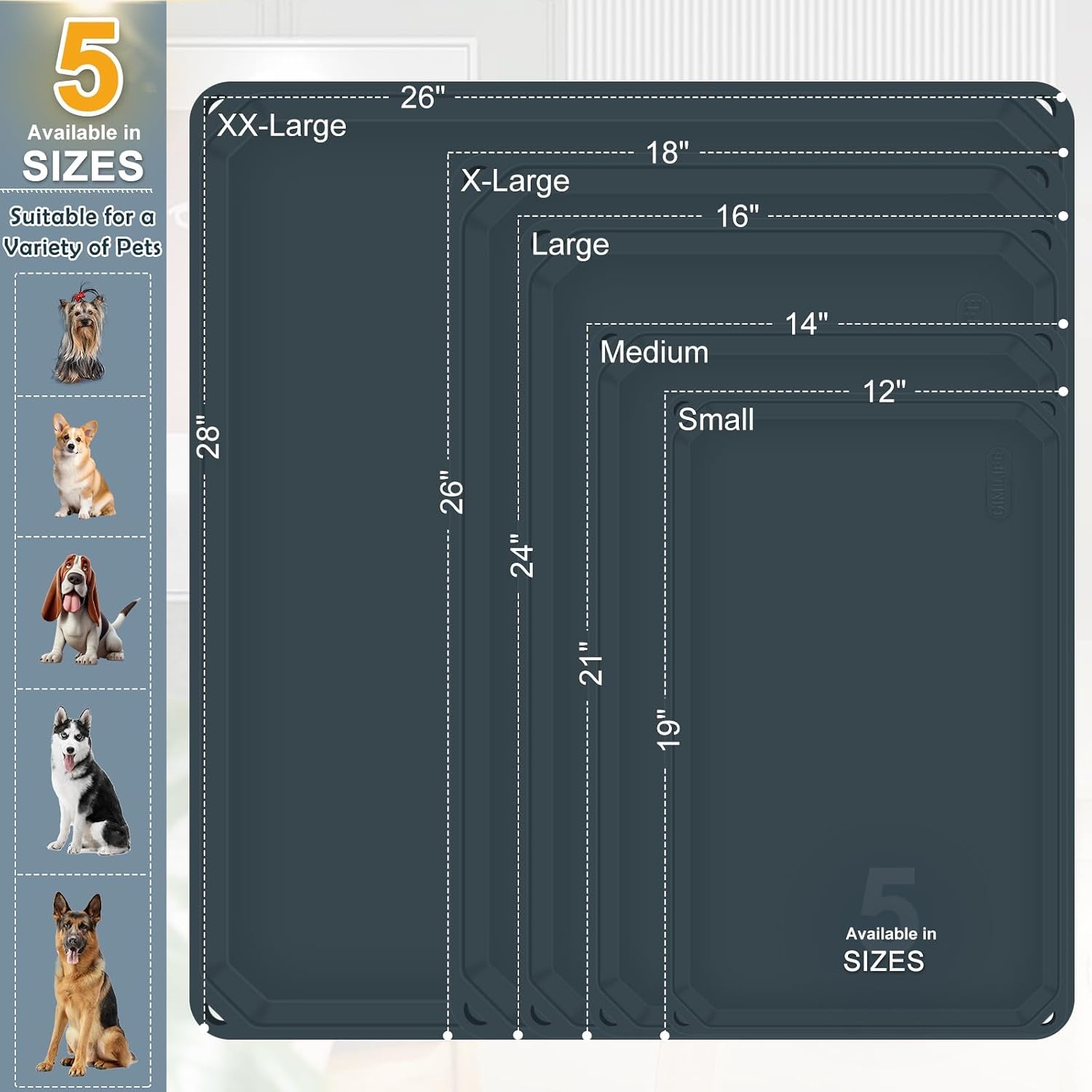 Antislip Siliconen Voerbakmat voor Hond & Kat - Staalblauw (58% korting)