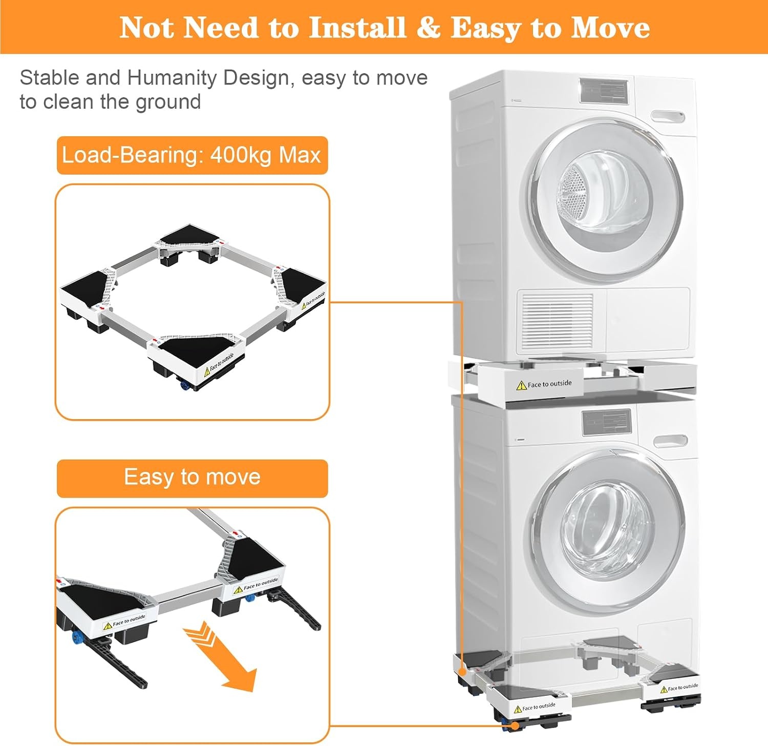 Verrijdbaar Wasmachine Onderstel met Rem & Trillingsdemping - 34% Korting
