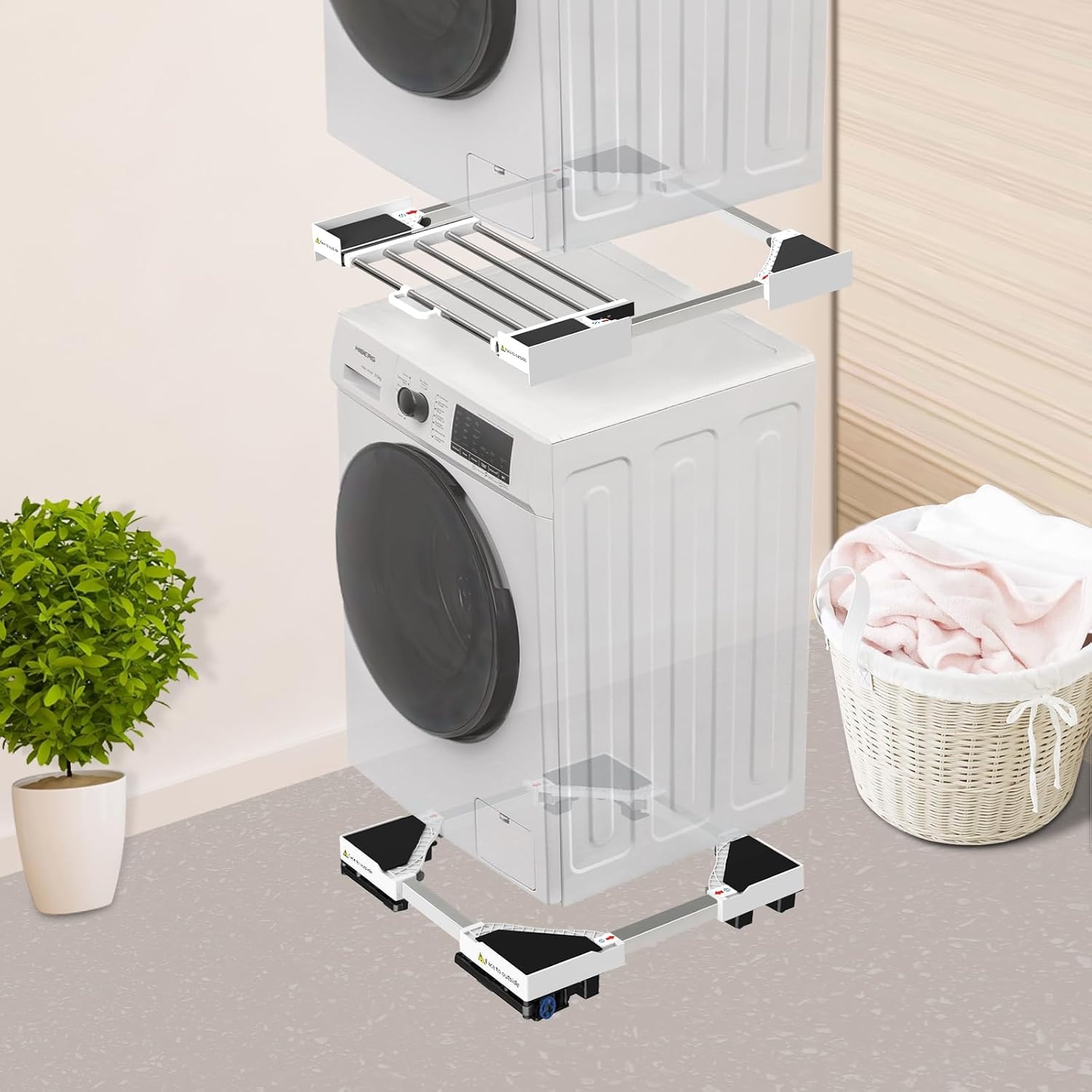 Verrijdbaar Wasmachine Onderstel met Rem & Trillingsdemping - 34% Korting