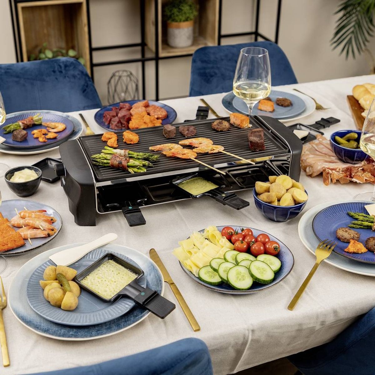 Raclette & Gourmetstel voor 8 personen - 1400W met 59% Korting