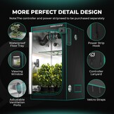 MARS HYDRO Growtent 70x70x160cm, Indoor Kweektent met Reflecterende Mylar Kweektenten voor Hydrocultuur, Afneembaar Bodemblad, voor Planten Kweekruimte