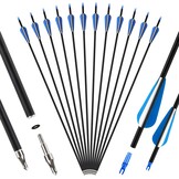 12Pcs 30" Carbon Archery Arrows, Spine Matched for Hunting & Target Practice with Compound & Recurve Bows, Carbon Shaft and Removable Tips