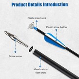 12Pcs 30" Carbon Archery Arrows, Spine Matched for Hunting & Target Practice with Compound & Recurve Bows, Carbon Shaft and Removable Tips