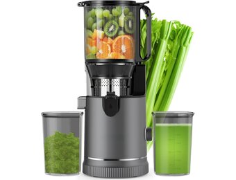 Slow Juicer Titanium Grijs 400W met 147 mm vulopening en 1,8 liter kan
