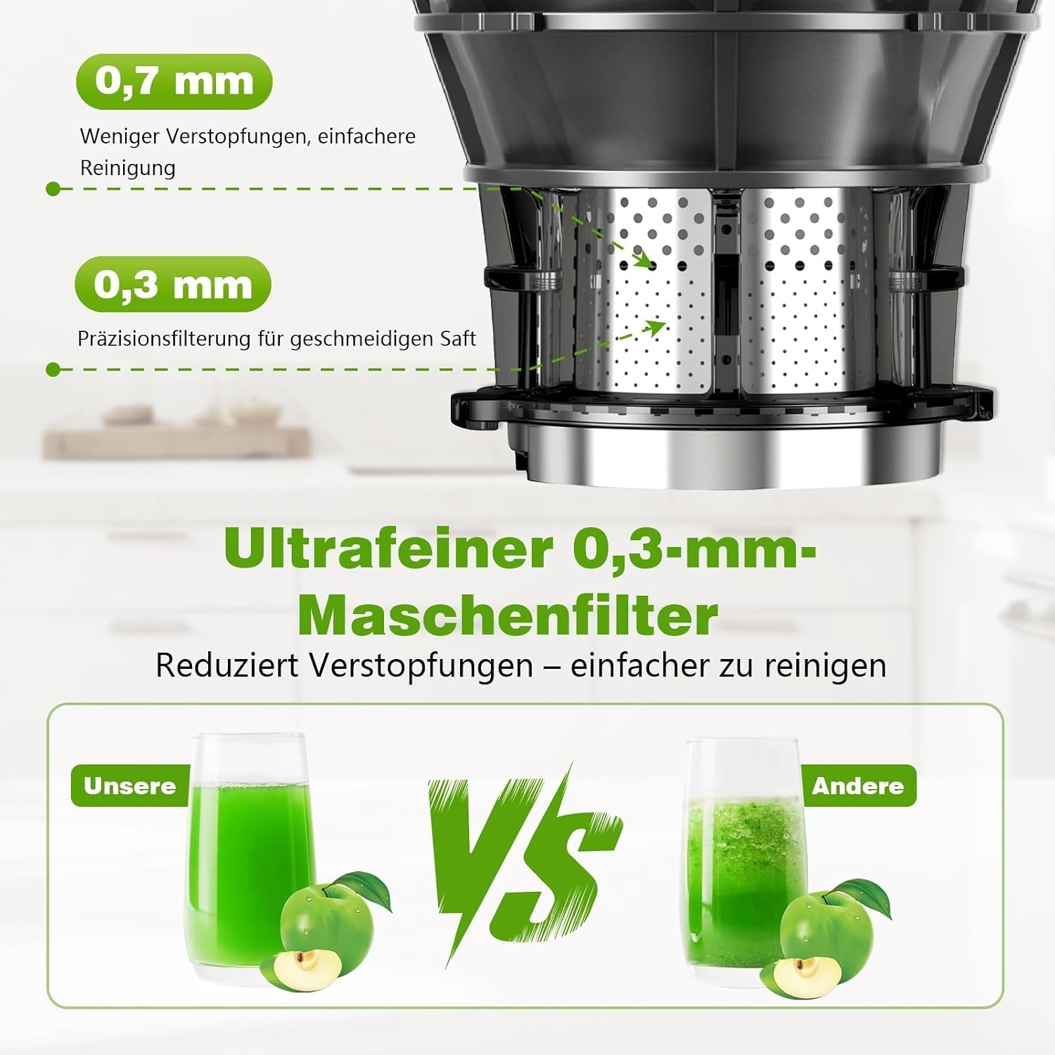 Slow Juicer Titanium Grijs 400W met 147 mm vulopening en 1,8 liter kan