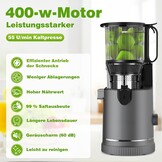 Slow Juicer Titanium Grijs 400W met 147 mm vulopening en 1,8 liter kan