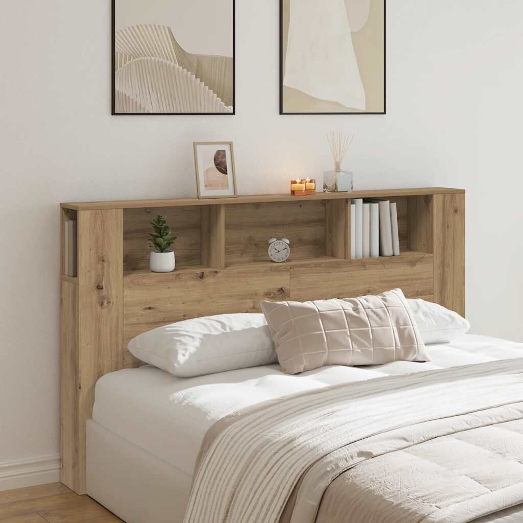 vidaXL Hoofdbordkast 180x18,5x102,5 cm bewerkt hout artisanaal eiken