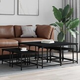 vidaXL 5-delige Salontafelset Zwart Bewerkt Hout - 54% Korting