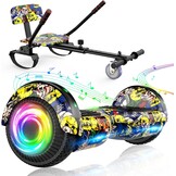 SISIGAD Hoverboard with sitz, 6.5 inch self-balancing hover board with Bluetooth-Lautsprechern und LED-Lichtern für Kinder und Erwachsene (Includes Sitz Hoverboard)