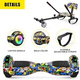 SISIGAD Hoverboard with sitz, 6.5 inch self-balancing hover board with Bluetooth-Lautsprechern und LED-Lichtern für Kinder und Erwachsene (Includes Sitz Hoverboard)