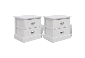 2x Franse Stijl Nachtkastjes Wit - 46% Korting