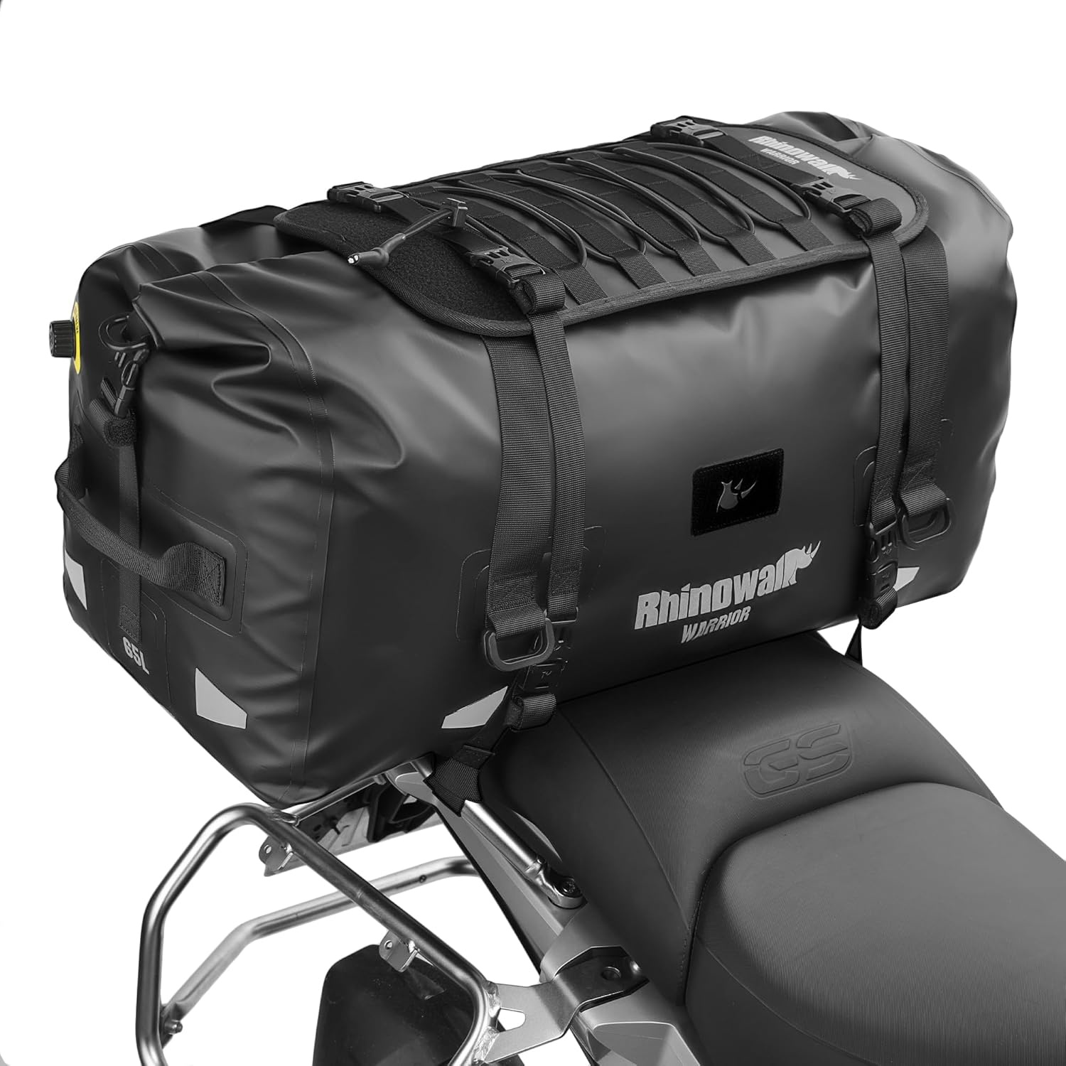 Rhinowalk Motorfiets Achtertas, waterdichte Duffle Droogzak Motorreisgepäck met grote opbergruimte voor Camping, Bootvaren, Fietsen, 60L-Zwart