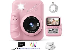 Roze Instant Camera voor Kinderen - 48MP, Video, 47% Korting