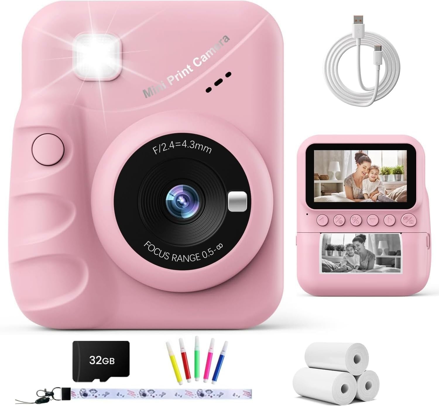 Kinder Instant Camera - Direct Print - Roze - 57% Korting