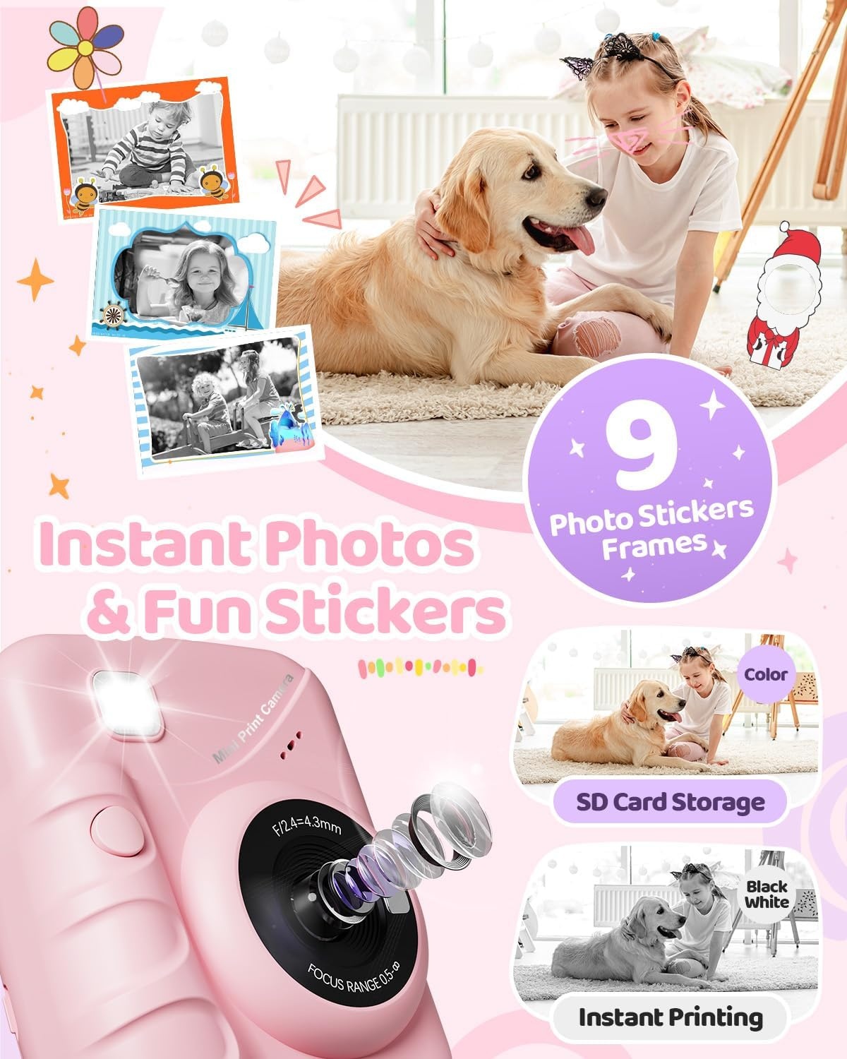 Kinder Instant Camera - Direct Print - Roze - 57% Korting