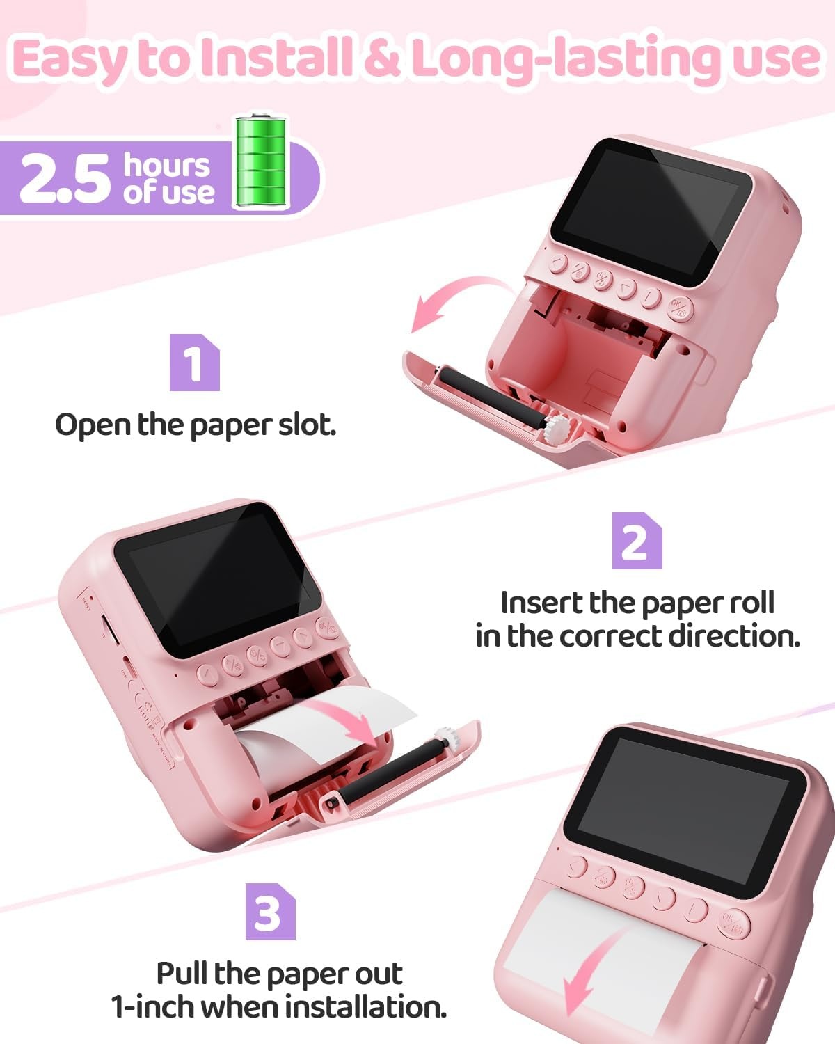 Kinder Instant Camera - Direct Print - Roze - 57% Korting
