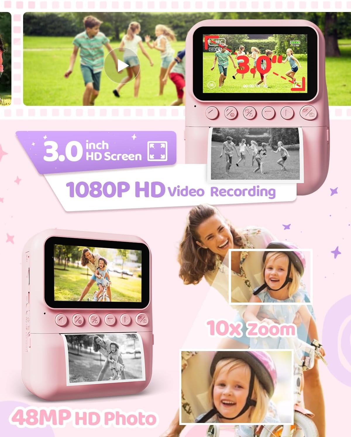 Kinder Instant Camera - Direct Print - Roze - 57% Korting