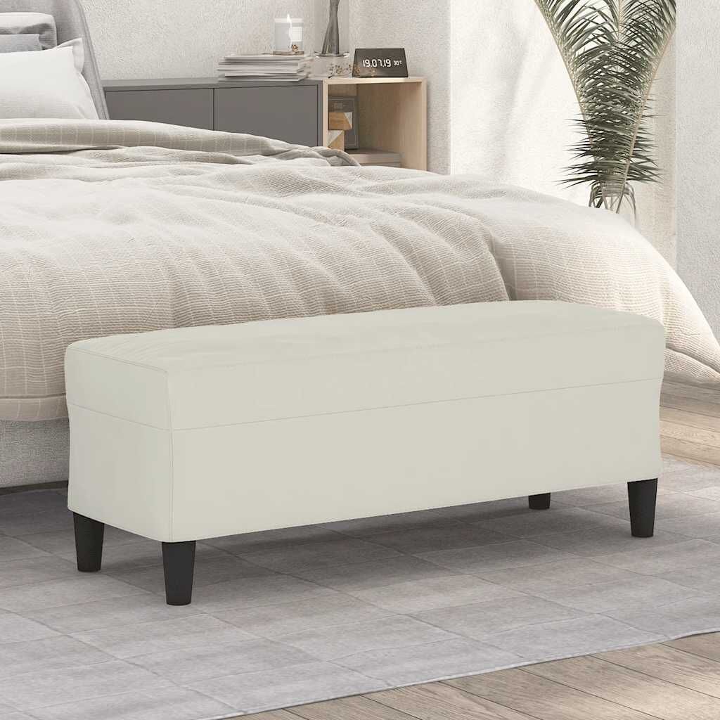 vidaXL Bankje 100x35x41 cm fluweel crèmekleurig