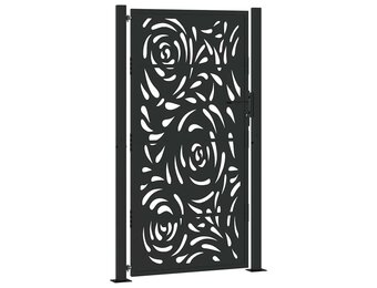 vidaXL Poort met vlamontwerp 105x180 cm staal zwart