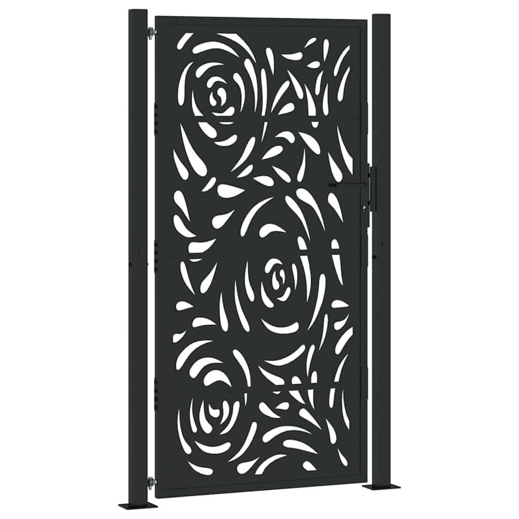 vidaXL Poort met vlamontwerp 105x180 cm staal zwart