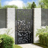 vidaXL Poort met vlamontwerp 105x180 cm staal zwart