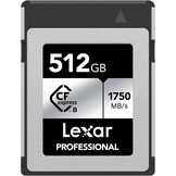 Lexar Professionele CFexpress Type-B 512 GB Zilver Maximaal lezen 1750 MB/s Max schrijven 1.300 MB/s Ondersteunt Japanse fabrikanten, LCXEXSL512G-RNENG
