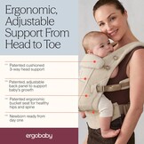 Ergobaby Adapt Carrier for Newborns, from Birth, 3 Positions, SoftTouch Cotton, Ergonomic Baby Front-Inward and Back Carry Position, Onyx Black
