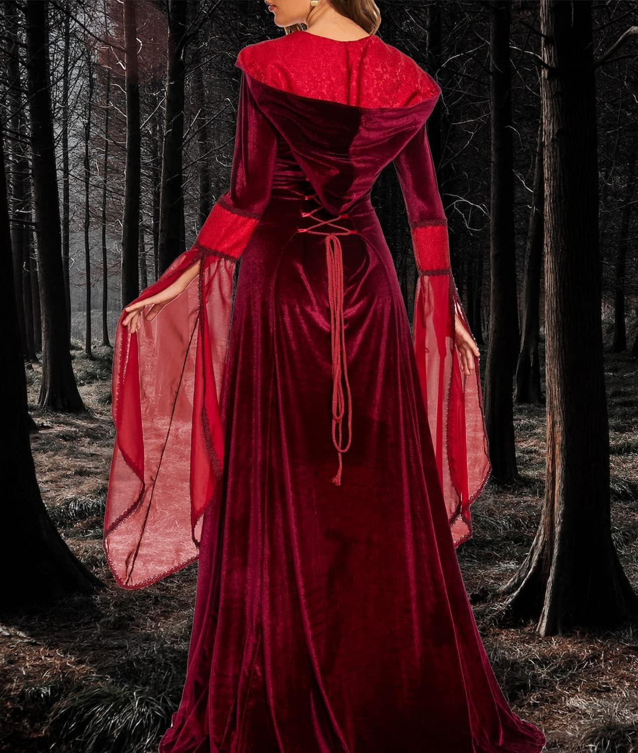 Dames Halloween Jurk met Capuchon | Middeleeuwse Renaissance Stijl | 60% Korting