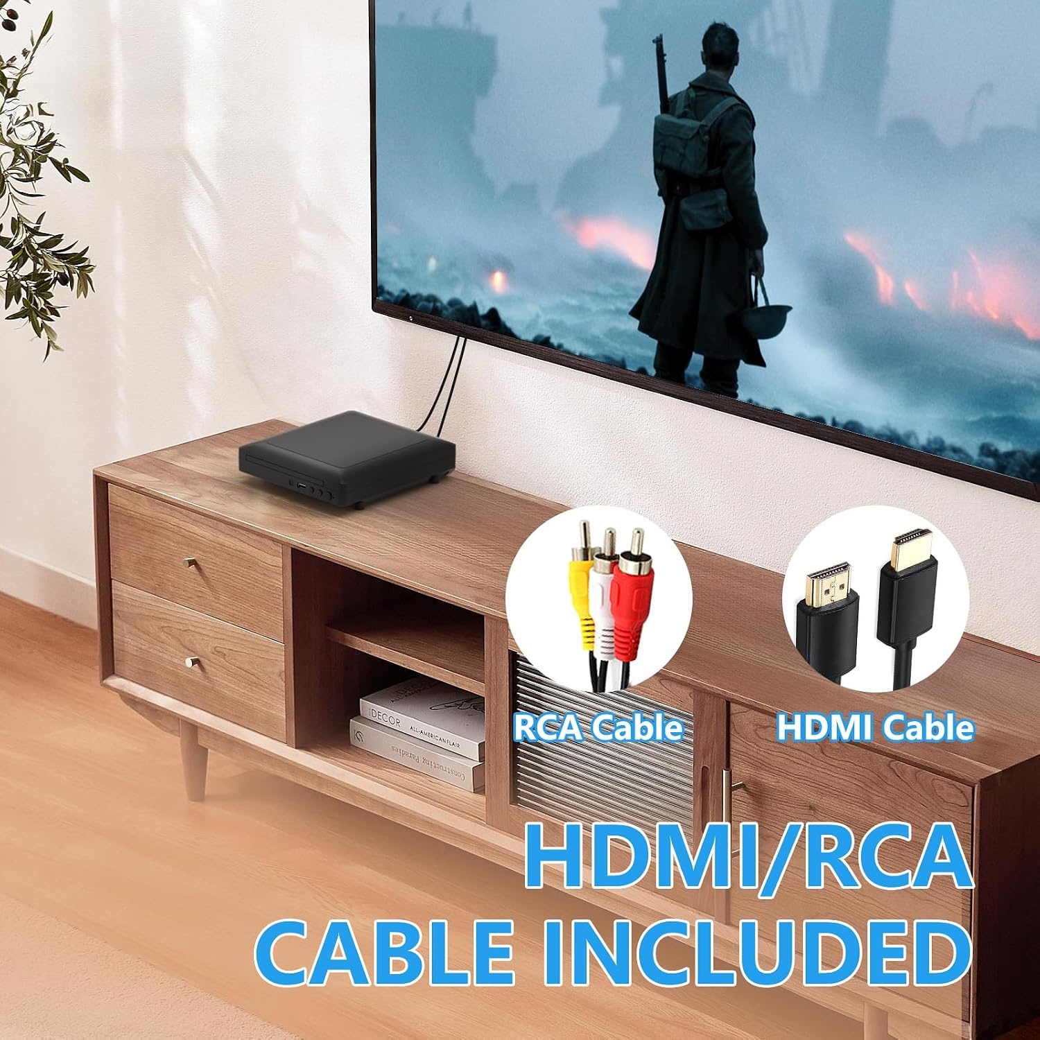 Ceihoit DVD player for TV with HDMI AV output, USB input, HD1080P DVD CD player, built-in PAL NTSC system, all region-free, HDMI/AV cable included