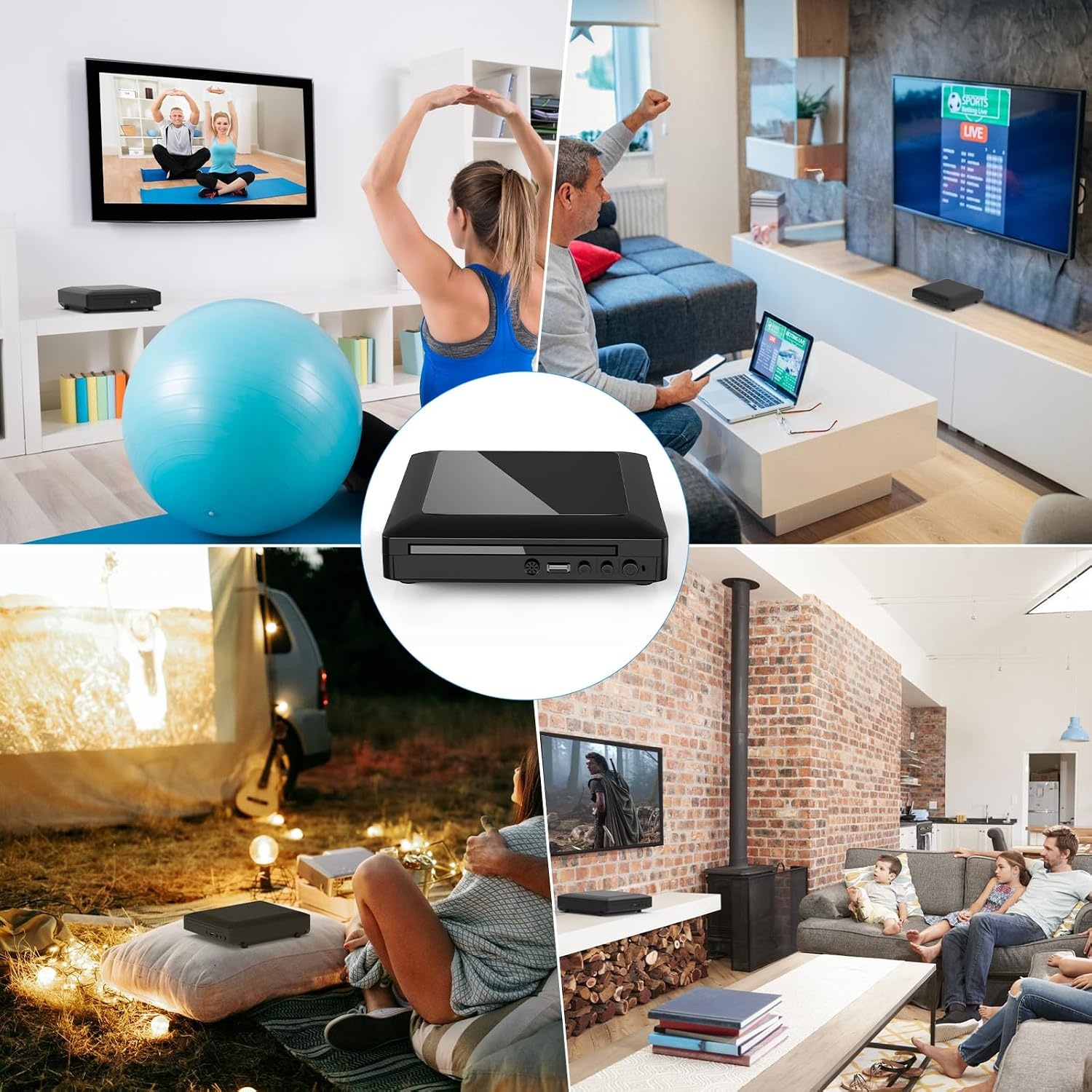 Ceihoit DVD player for TV with HDMI AV output, USB input, HD1080P DVD CD player, built-in PAL NTSC system, all region-free, HDMI/AV cable included