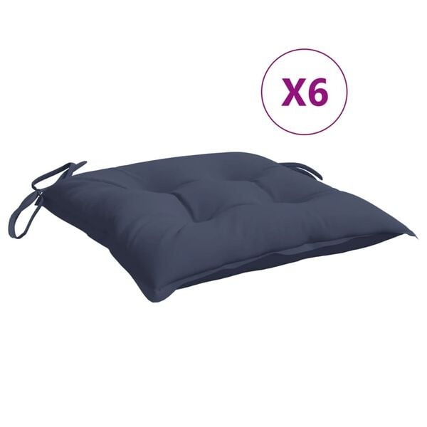 VidaXL Stoelkussens 6 st, Marineblauw, 40x40x7 cm Oxford Stof - 59% Korting!