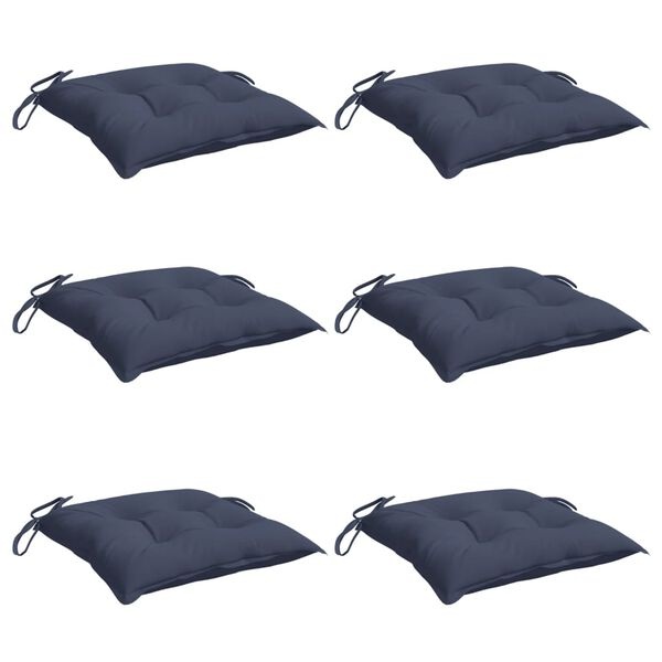 VidaXL Stoelkussens 6 st, Marineblauw, 40x40x7 cm Oxford Stof - 59% Korting!