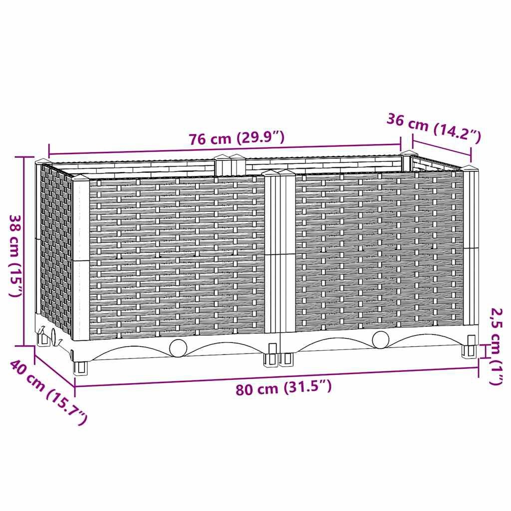 vidaXL Plantenbak verhoogd 80x40x38 cm polypropyleen