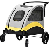 BingoPaw Hondenbuggy Maat L - Grijze en Gele Wandelwagen voor Grote Honden tot 42kg
