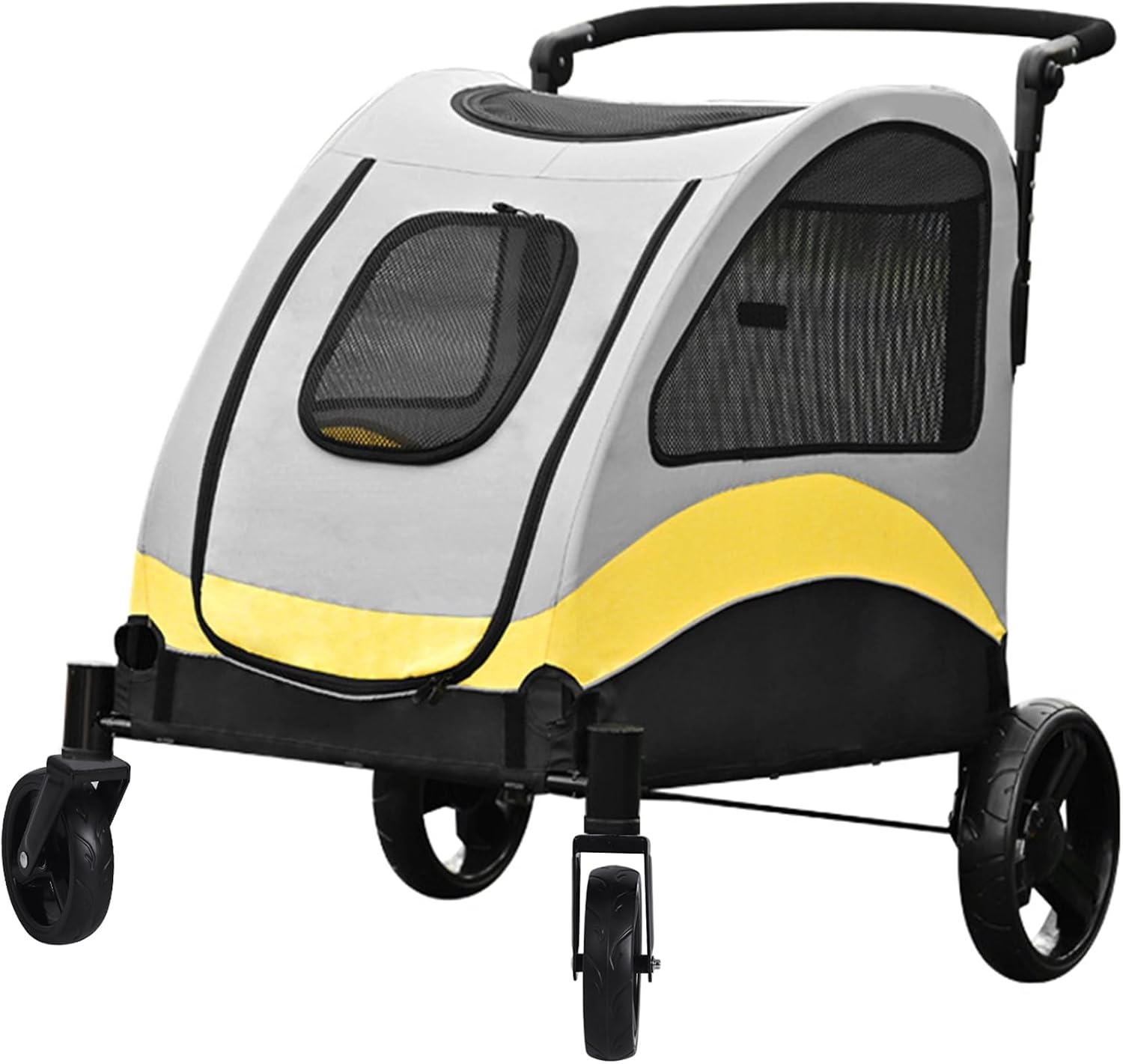 BingoPaw Hondenbuggy Maat L - Grijze en Gele Wandelwagen voor Grote Honden tot 42kg