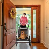 BingoPaw Hondenbuggy Maat L - Grijze en Gele Wandelwagen voor Grote Honden tot 42kg