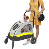 BingoPaw Hondenbuggy Maat L - Grijze en Gele Wandelwagen voor Grote Honden tot 42kg