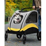 BingoPaw Hondenbuggy Maat L - Grijze en Gele Wandelwagen voor Grote Honden tot 42kg