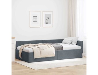 vidaXL Hoekbedframe Donkergrijs 90 x 190 cm Fluweel en Engineered hout
