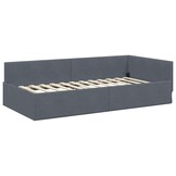 vidaXL Hoekbedframe Donkergrijs 90 x 190 cm Fluweel en Engineered hout