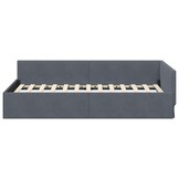 vidaXL Hoekbedframe Donkergrijs 90 x 190 cm Fluweel en Engineered hout