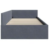 vidaXL Hoekbedframe Donkergrijs 90 x 190 cm Fluweel en Engineered hout