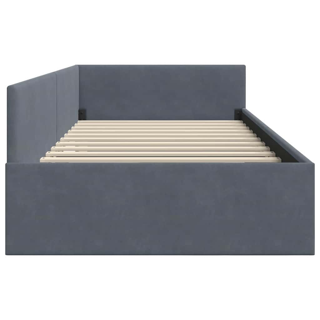 vidaXL Hoekbedframe Donkergrijs 90 x 190 cm Fluweel en Engineered hout