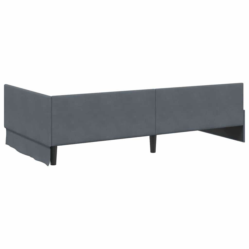vidaXL Hoekbedframe Donkergrijs 90 x 190 cm Fluweel en Engineered hout