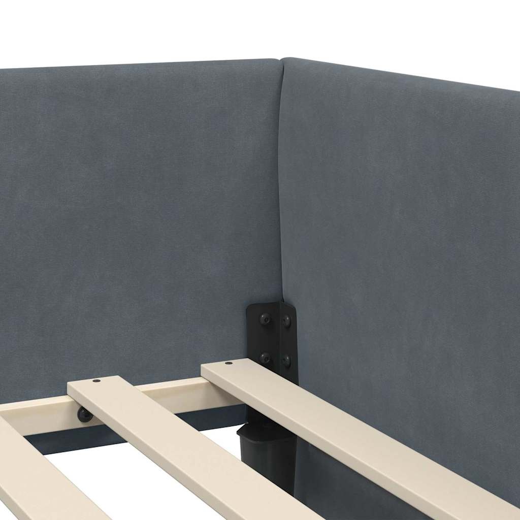 vidaXL Hoekbedframe Donkergrijs 90 x 190 cm Fluweel en Engineered hout