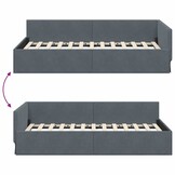 vidaXL Hoekbedframe Donkergrijs 90 x 190 cm Fluweel en Engineered hout